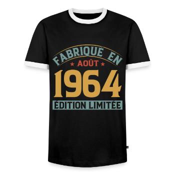 Août 1964 Original Idée Cadeau Anniversaire - T-shirt contrasté Homme - noir/blanc - Devant - AI Model Female 172 light (172cm) & AI Model Male 178 light (178cm)