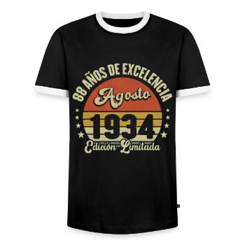 88 Años Vintage Birthday Nacido En Agosto De 1934 - T-shirt contrasté Homme - noir/blanc - Devant - AI Model Female 172 light (172cm) & AI Model Male 178 light (178cm)