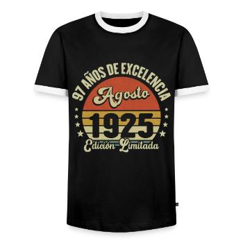 97 Ans Anniversaire Vintage Né(e) en Août 1925 - T-shirt contrasté Homme - noir/blanc - Devant - AI Model Female 172 light (172cm) & AI Model Male 178 light (178cm)
