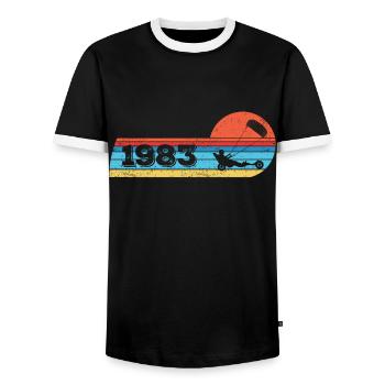 Kite-Strand-Segler Jahrgang 1983 Geburtstag - Männer Kontrast-T-Shirt - Schwarz/Weiß - Vorne - AI Model Female 172 light (172cm) & AI Model Male 178 light (178cm)