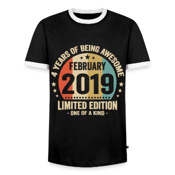 4 Years Of Being Awesome Since February 2019 Gift - Men's Ringer Shirt - black/white - Front - AI Model Female 172 light (172cm) & AI Model Male 178 light (178cm)