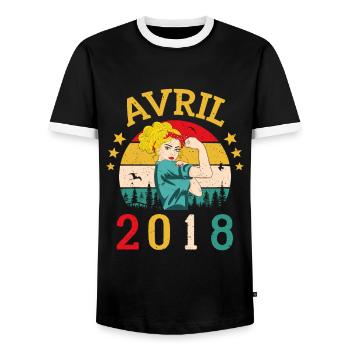 Avril 2018 Anniversaire Vintage Happy Birthday - T-shirt contrasté Homme - noir/blanc - Devant - AI Model Female 172 light (172cm) & AI Model Male 178 light (178cm)