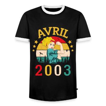 Avril 2003 Anniversaire Vintage Happy Birthday - T-shirt contrasté Homme - noir/blanc - Devant - AI Model Female 172 light (172cm) & AI Model Male 178 light (178cm)