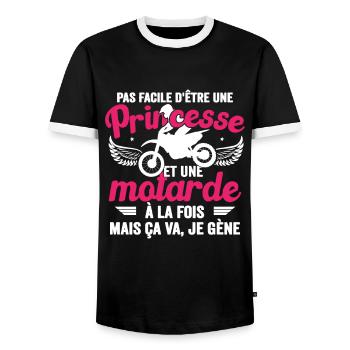 Moto Vélo Vtt Anniversaire Motocross Femme Maman - T-shirt contrasté Homme - noir/blanc - Devant - AI Model Female 172 light (172cm) & AI Model Male 178 light (178cm)
