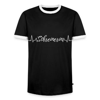 Schreiner Herzschlag Schreinerin - Männer Kontrast-T-Shirt - Schwarz/Weiß - Vorne - AI Model Female 172 light (172cm) & AI Model Male 178 light (178cm)