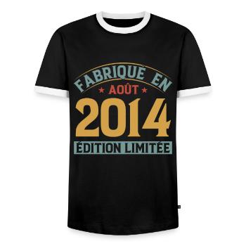 Fabriqué En Août 2014 Édition Limitée - T-shirt contrasté Homme - noir/blanc - Devant - AI Model Female 172 light (172cm) & AI Model Male 178 light (178cm)