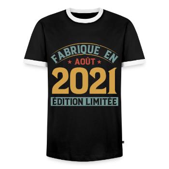 Fabriqué En Août 2021 Édition Limitée - T-shirt contrasté Homme - noir/blanc - Devant - AI Model Female 172 light (172cm) & AI Model Male 178 light (178cm)