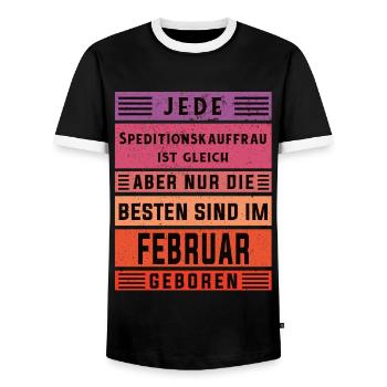 Spediteur Geburtstag Februar geboren - Männer Kontrast-T-Shirt - Schwarz/Weiß - Vorne - AI Model Female 172 light (172cm) & AI Model Male 178 light (178cm)