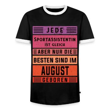 Co-Trainer Geburtstag August geboren - Männer Kontrast-T-Shirt - Schwarz/Weiß - Vorne - AI Model Female 172 light (172cm) & AI Model Male 178 light (178cm)