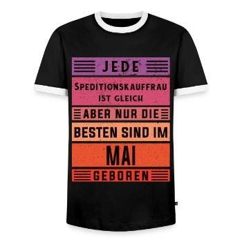 Spediteur Geburtstag Mai geboren - Männer Kontrast-T-Shirt - Schwarz/Weiß - Vorne - AI Model Female 172 light (172cm) & AI Model Male 178 light (178cm)