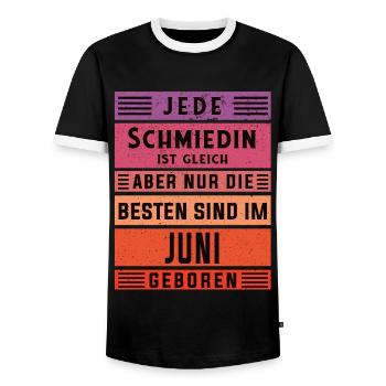 Schlosserin Geburtstag Juni geboren Schmiedin - Männer Kontrast-T-Shirt - Schwarz/Weiß - Vorne - AI Model Female 172 light (172cm) & AI Model Male 178 light (178cm)