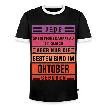 Spediteur Geburtstag Oktober geboren - Männer Kontrast-T-Shirt - Schwarz/Weiß - Vorne - AI Model Female 172 light (172cm) & AI Model Male 178 light (178cm)