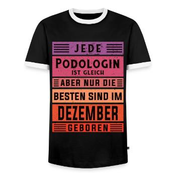 Fußpflege Geburtstag Dezember geboren Podologin - Männer Kontrast-T-Shirt - Schwarz/Weiß - Vorne - AI Model Female 172 light (172cm) & AI Model Male 178 light (178cm)
