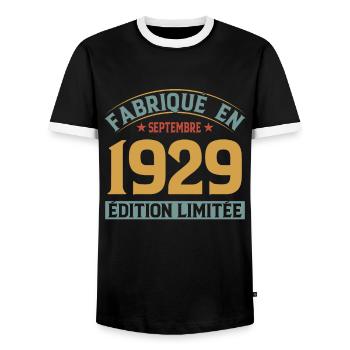 Fabriqué En Septembre 1929 Édition Limitée - T-shirt contrasté Homme - noir/blanc - Devant - AI Model Female 172 light (172cm) & AI Model Male 178 light (178cm)