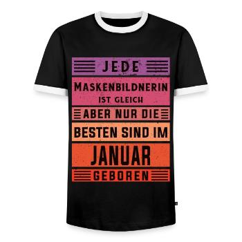 Kosmetiker Geburtstag Januar geboren - Männer Kontrast-T-Shirt - Schwarz/Weiß - Vorne - AI Model Female 172 light (172cm) & AI Model Male 178 light (178cm)