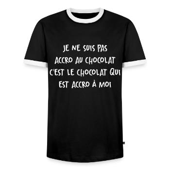 Le Chocolat Qui Est Accro À Moi - T-shirt contrasté Homme - noir/blanc - Devant - AI Model Female 172 light (172cm) & AI Model Male 178 light (178cm)