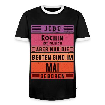 Koch Geburtstag Mai geboren Hobby Köchin - Männer Kontrast-T-Shirt - Schwarz/Weiß - Vorne - AI Model Female 172 light (172cm) & AI Model Male 178 light (178cm)