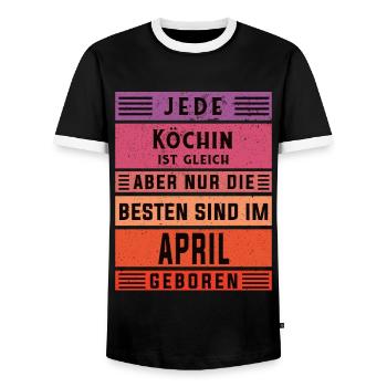 Koch Geburtstag April geboren Hobby Köchin - Männer Kontrast-T-Shirt - Schwarz/Weiß - Vorne - AI Model Female 172 light (172cm) & AI Model Male 178 light (178cm)