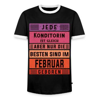 Bäcker Geburtstag Februar geboren Konditorin - Männer Kontrast-T-Shirt - Schwarz/Weiß - Vorne - AI Model Female 172 light (172cm) & AI Model Male 178 light (178cm)