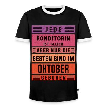 Bäcker Geburtstag Oktober geboren Konditorin - Männer Kontrast-T-Shirt - Schwarz/Weiß - Vorne - AI Model Female 172 light (172cm) & AI Model Male 178 light (178cm)