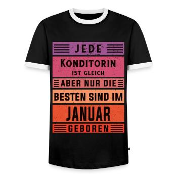 Bäcker Geburtstag Januar geboren Konditorin - Männer Kontrast-T-Shirt - Schwarz/Weiß - Vorne - AI Model Female 172 light (172cm) & AI Model Male 178 light (178cm)