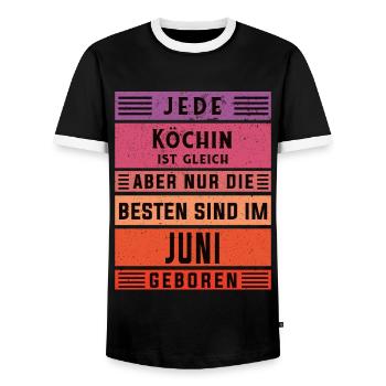 Koch Geburtstag Juni geboren Hobby Köchin - Männer Kontrast-T-Shirt - Schwarz/Weiß - Vorne - AI Model Female 172 light (172cm) & AI Model Male 178 light (178cm)