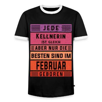 Gastronom-Wirt Geburtstag Februar geboren - Männer Kontrast-T-Shirt - Schwarz/Weiß - Vorne - AI Model Female 172 light (172cm) & AI Model Male 178 light (178cm)