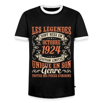 Les Légendes Sont Nées En Octobre 1924 Cadeau - T-shirt contrasté Homme - noir/blanc - Devant - AI Model Female 172 light (172cm) & AI Model Male 178 light (178cm)