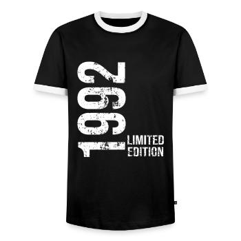 1992 Limitierte Auflage - Männer Kontrast-T-Shirt - Schwarz/Weiß - Vorne - AI Model Female 172 light (172cm) & AI Model Male 178 light (178cm)
