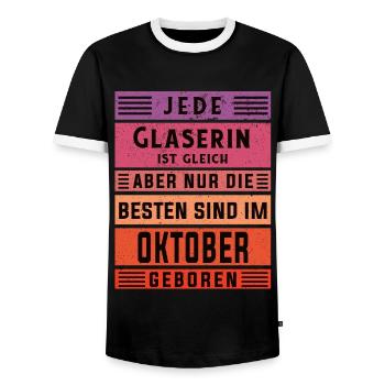 Glaserinei Geburtstag Oktober geboren Glaserin - Männer Kontrast-T-Shirt - Schwarz/Weiß - Vorne - AI Model Female 172 light (172cm) & AI Model Male 178 light (178cm)