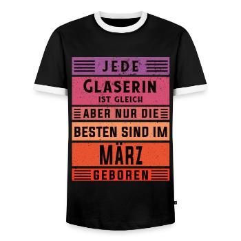Glaserinei Geburtstag März geboren Glaserin - Männer Kontrast-T-Shirt - Schwarz/Weiß - Vorne - AI Model Female 172 light (172cm) & AI Model Male 178 light (178cm)