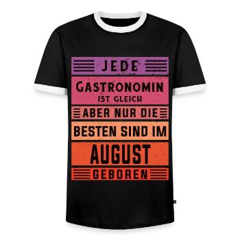 Restaurant Wirt Geburtstag August geboren - Männer Kontrast-T-Shirt - Schwarz/Weiß - Vorne - AI Model Female 172 light (172cm) & AI Model Male 178 light (178cm)