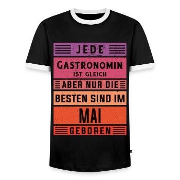Restaurant Wirt Geburtstag Mai geboren - Männer Kontrast-T-Shirt - Schwarz/Weiß - Vorne - AI Model Female 172 light (172cm) & AI Model Male 178 light (178cm)