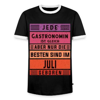 Restaurant Wirt Geburtstag Juli geboren - Männer Kontrast-T-Shirt - Schwarz/Weiß - Vorne - AI Model Female 172 light (172cm) & AI Model Male 178 light (178cm)