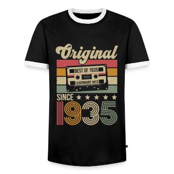 Anniversaire Vintage Idée Cadeau Original 1935 - T-shirt contrasté Homme - noir/blanc - Devant - AI Model Female 172 light (172cm) & AI Model Male 178 light (178cm)