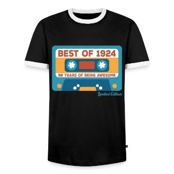 1924 Vintage Vintage Retro Cadeau D’anniversaire - T-shirt contrasté Homme - noir/blanc - Devant - AI Model Female 172 light (172cm) & AI Model Male 178 light (178cm)