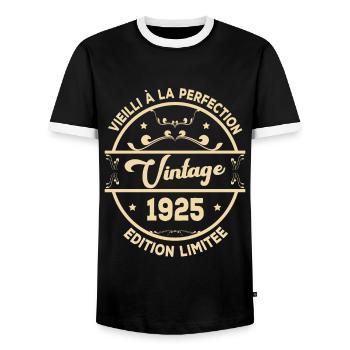 Vintage 1925 Idée Cadeau D Anniversaire Rétro 1925 - T-shirt contrasté Homme - noir/blanc - Devant - AI Model Female 172 light (172cm) & AI Model Male 178 light (178cm)