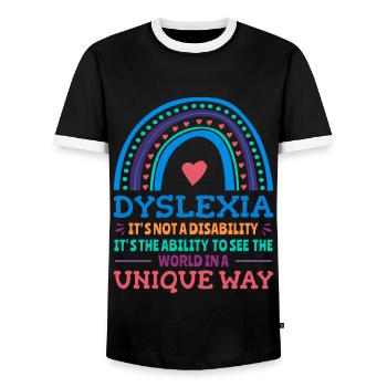 Dyslexie Conscience Dyslexie Dyslexie - T-shirt contrasté Homme - noir/blanc - Devant - AI Model Female 172 light (172cm) & AI Model Male 178 light (178cm)