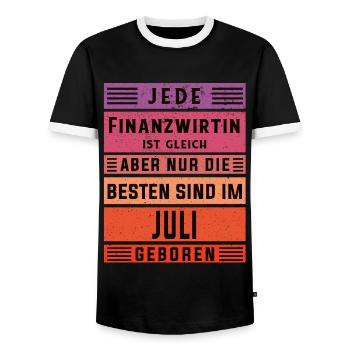 Finanzamt Geburtstag Juli geboren Finanzwirtin - Männer Kontrast-T-Shirt - Schwarz/Weiß - Vorne - AI Model Female 172 light (172cm) & AI Model Male 178 light (178cm)