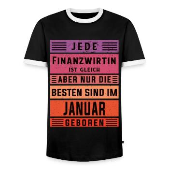 Finanzamt Geburtstag Januar geboren Finanzwirtin - Männer Kontrast-T-Shirt - Schwarz/Weiß - Vorne - AI Model Female 172 light (172cm) & AI Model Male 178 light (178cm)