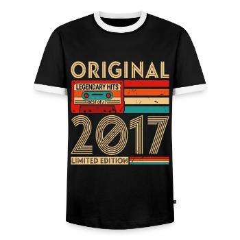 Original Vintage Geburtstag Geschenkidee 2017 - Männer Kontrast-T-Shirt - Schwarz/Weiß - Vorne - AI Model Female 172 light (172cm) & AI Model Male 178 light (178cm)