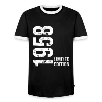 1958 Limitierte Auflage - Männer Kontrast-T-Shirt - Schwarz/Weiß - Vorne - AI Model Female 172 light (172cm) & AI Model Male 178 light (178cm)