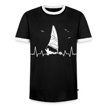 Plage Voile Windracer Land Sailers Land Sailors - T-shirt contrasté Homme - noir/blanc - Devant - AI Model Female 172 light (172cm) & AI Model Male 178 light (178cm)