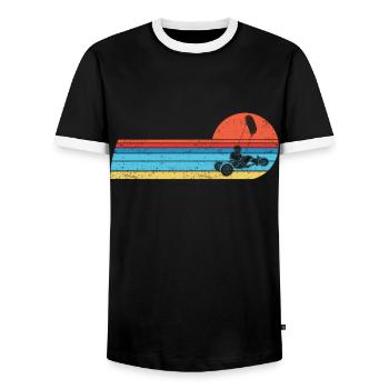 Strand-Kite Windracer Land-Kite Kite-Strandsegler - Männer Kontrast-T-Shirt - Schwarz/Weiß - Vorne - AI Model Female 172 light (172cm) & AI Model Male 178 light (178cm)