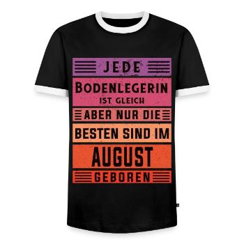 Parkett-Teppich Geburtstag August geboren - Männer Kontrast-T-Shirt - Schwarz/Weiß - Vorne - AI Model Female 172 light (172cm) & AI Model Male 178 light (178cm)