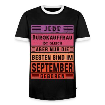 Angestellter Geburtstag September geboren - Männer Kontrast-T-Shirt - Schwarz/Weiß - Vorne - AI Model Female 172 light (172cm) & AI Model Male 178 light (178cm)