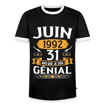 Juin 1992 31 Ans Que Je Suis Génial Anniversaire - T-shirt contrasté Homme - noir/blanc - Devant - AI Model Female 172 light (172cm) & AI Model Male 178 light (178cm)
