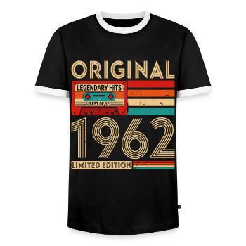 Ernte 1962 Vintage Geburtstag Retro Geschenk - Männer Kontrast-T-Shirt - Schwarz/Weiß - Vorne - AI Model Female 172 light (172cm) & AI Model Male 178 light (178cm)