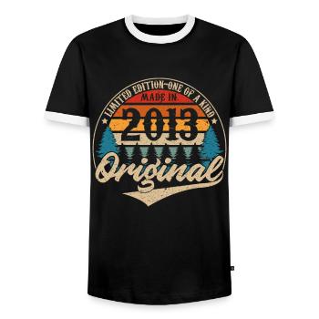 Original Vintage Geburtstag Geschenkidee 2013 - Männer Kontrast-T-Shirt - Schwarz/Weiß - Vorne - AI Model Female 172 light (172cm) & AI Model Male 178 light (178cm)
