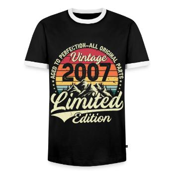 Jubiläum 2007 Jahrgang Jahrgang 2007 Jahrgang Bester Jahrgang - Männer Kontrast-T-Shirt - Schwarz/Weiß - Vorne - AI Model Female 172 light (172cm) & AI Model Male 178 light (178cm)